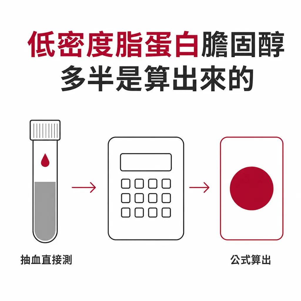抽血直接測得的數值經公式計算後得出低密度脂蛋白膽固醇