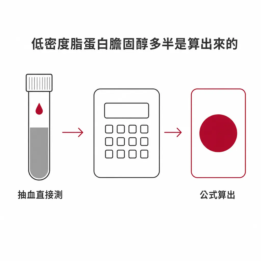 抽血直接測得的數值經公式計算後得出低密度脂蛋白膽固醇