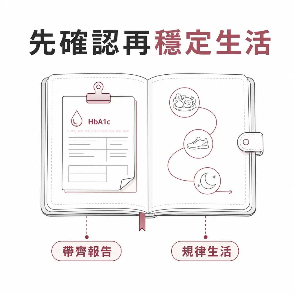 先確認糖尿病診斷，再帶齊報告安排規律生活與後續評估