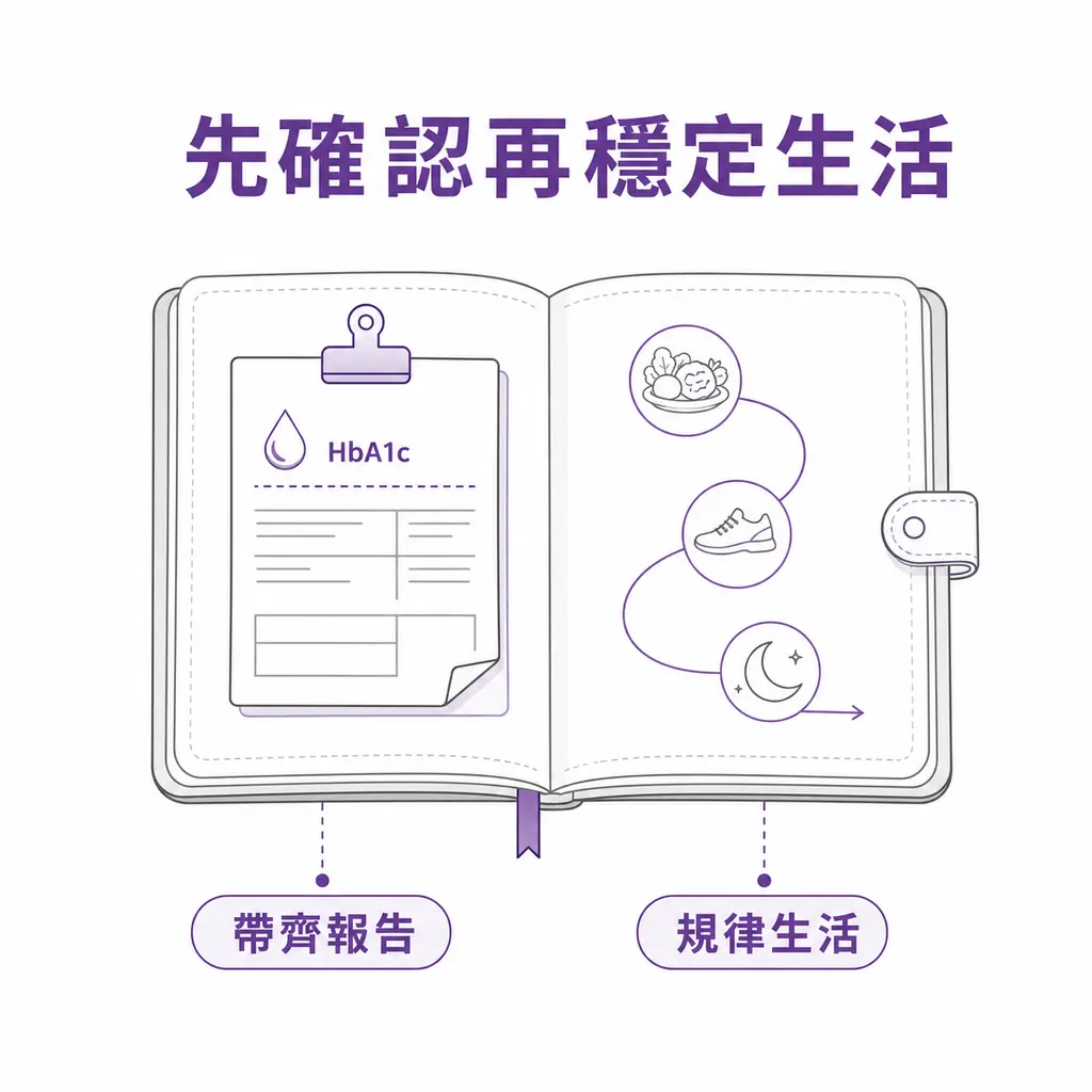 糖化血色素異常後先帶齊報告確認，再維持規律生活