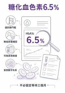 糖化血色素達診斷門檻、無症狀需確認並留意數字失真的圖解