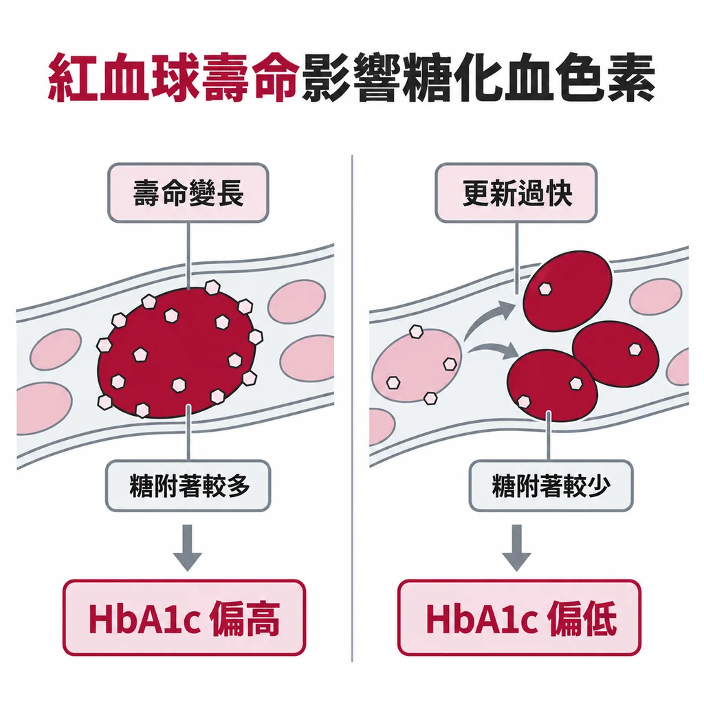 紅血球留得太久或換得太快會讓糖化血色素偏高或偏低