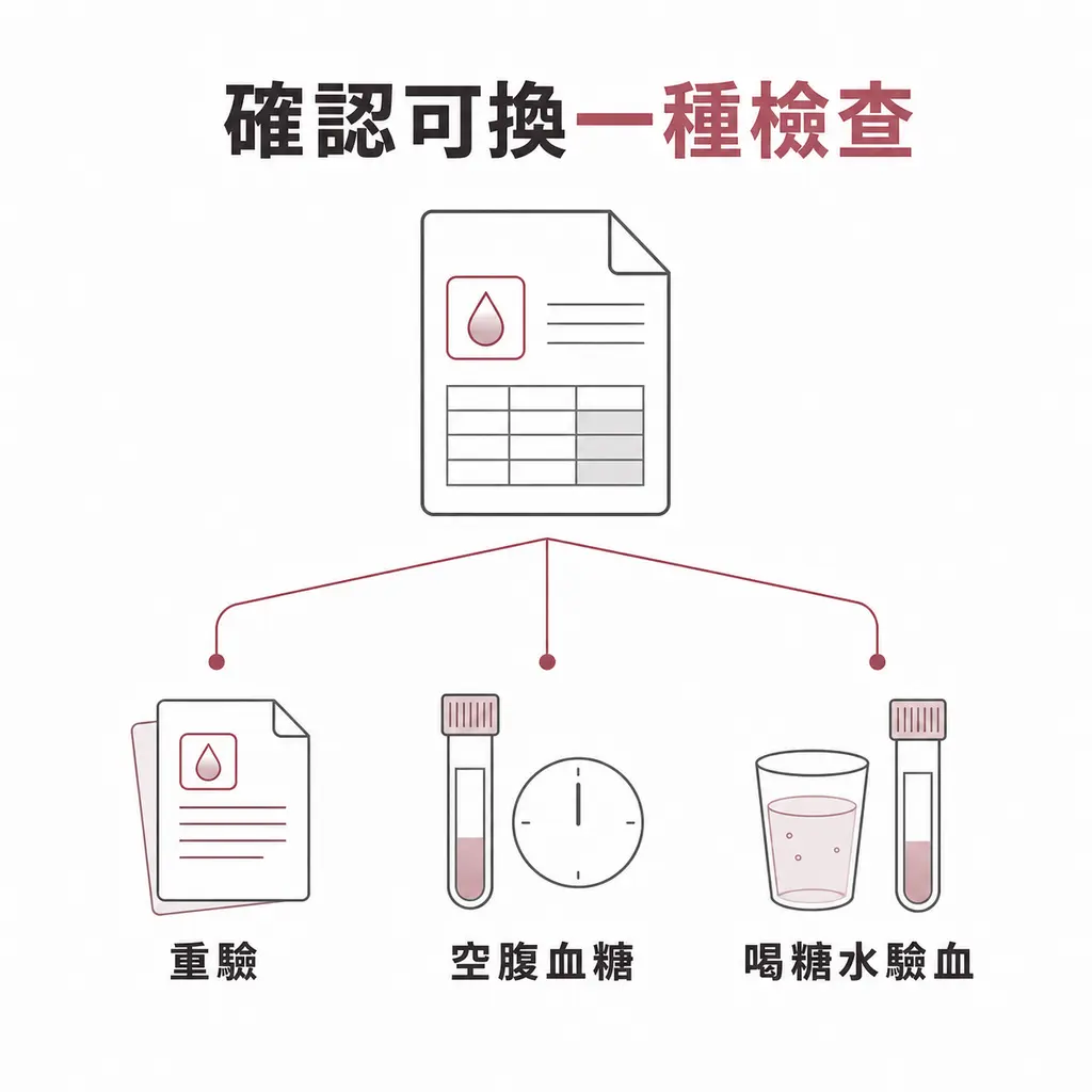 糖化血色素異常可用重驗、空腹血糖或喝糖水驗血確認