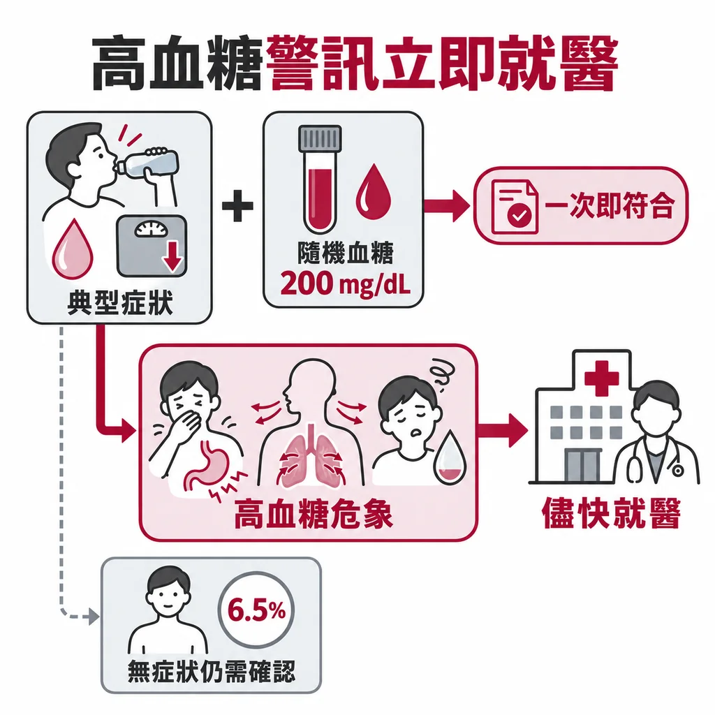 很渴多尿、呼吸或意識異常等高血糖警訊需要就醫