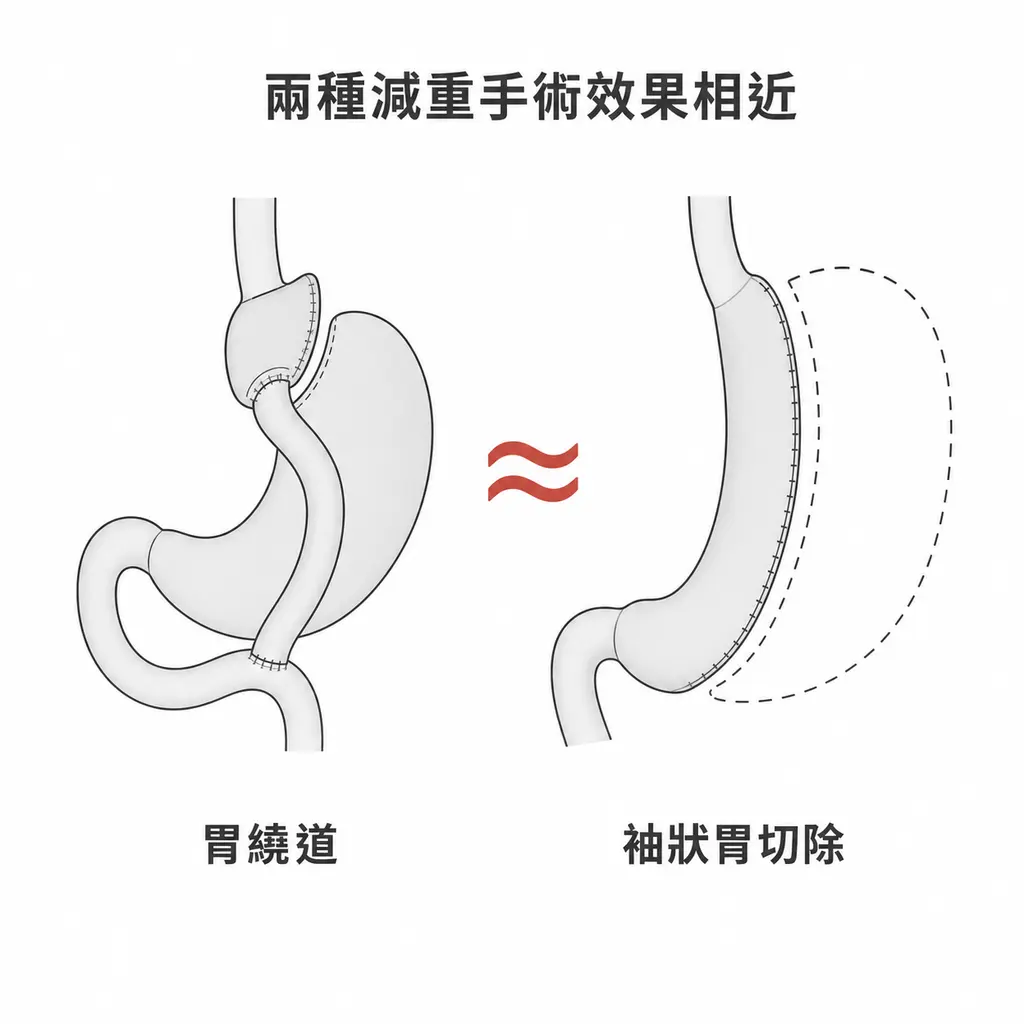 胃繞道與袖狀胃切除兩種減重手術,對脂肪肝的效果相近