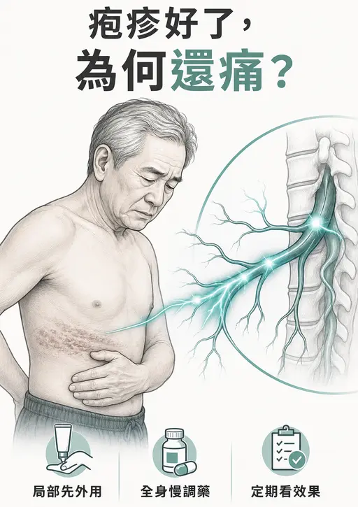 帶狀疱疹皮膚痊癒後神經仍持續傳出疼痛訊號