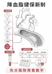 降血脂藥健保新制依六級心血管風險判斷 LDL 門檻與追蹤時程