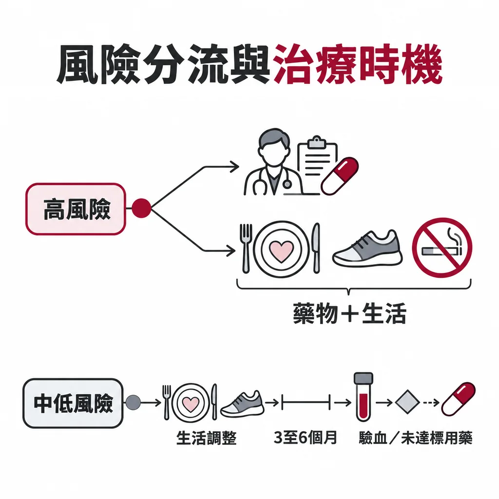 高風險同步接受醫師治療與生活調整,中低風險先調整3至6個月再驗血