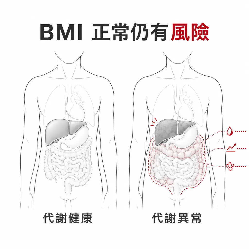 兩名體型相近者仍可能有不同的腹內脂肪與代謝狀態