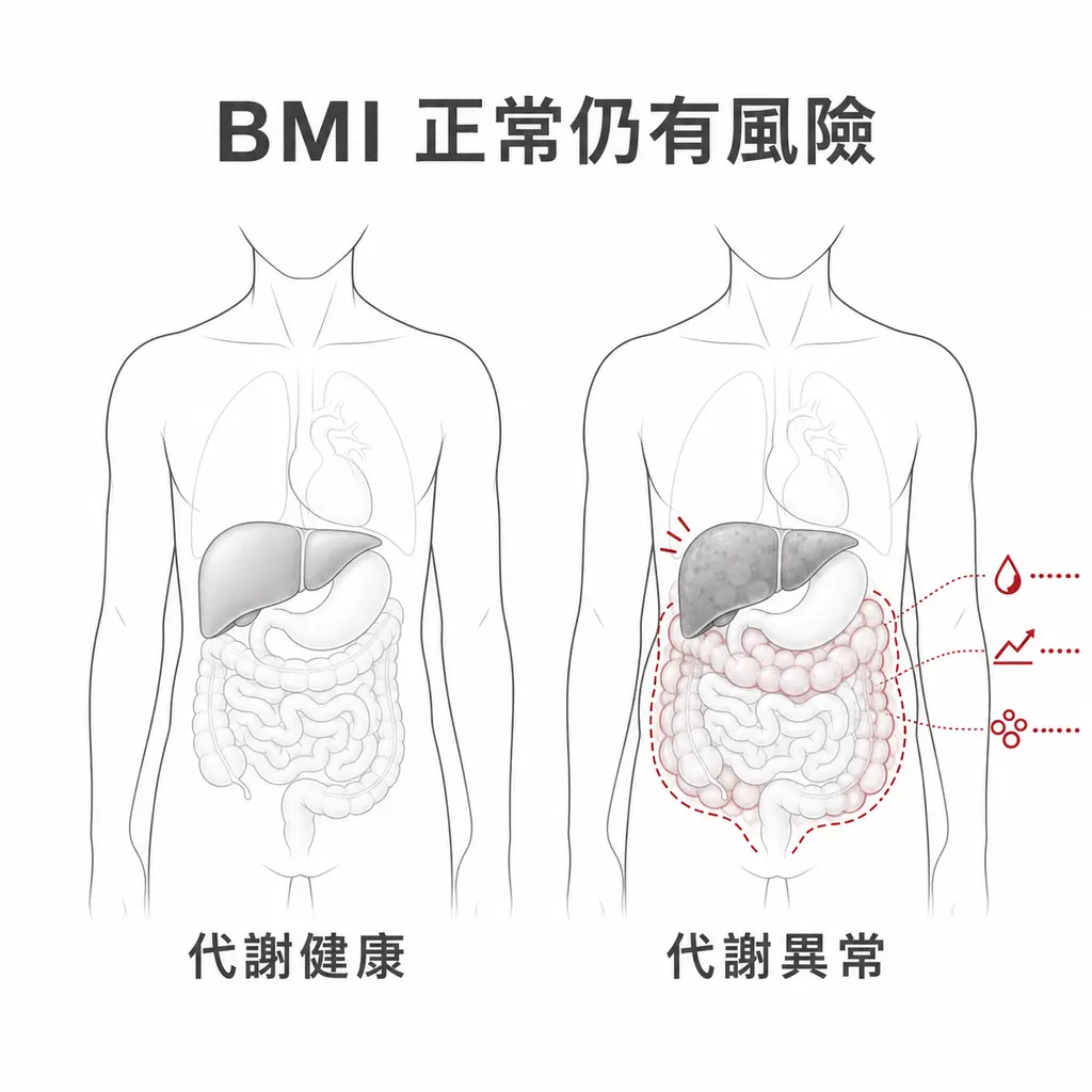 兩名體型相近者仍可能有不同的腹內脂肪與代謝狀態