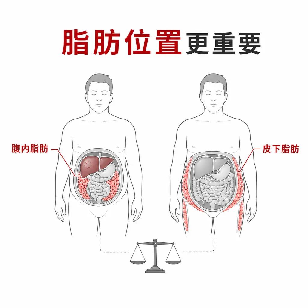 兩名體重相近者的腹內脂肪與皮下脂肪分布比較