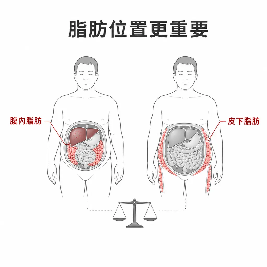兩名體重相近者的腹內脂肪與皮下脂肪分布比較