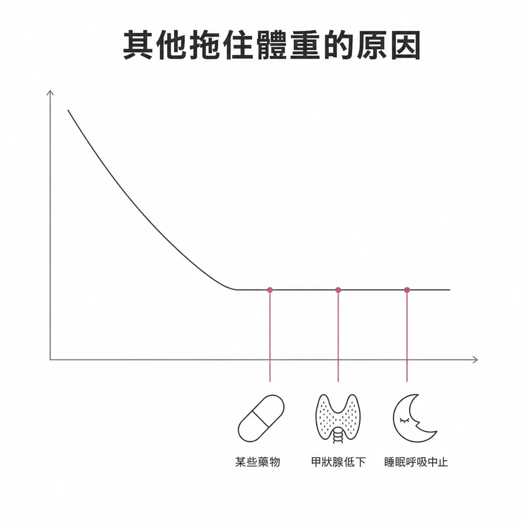 體重曲線被三個因素錨住:某些藥物、甲狀腺功能低下、睡眠呼吸中止症
