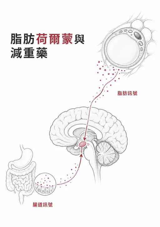 脂肪細胞與腸道荷爾蒙向大腦傳送訊號