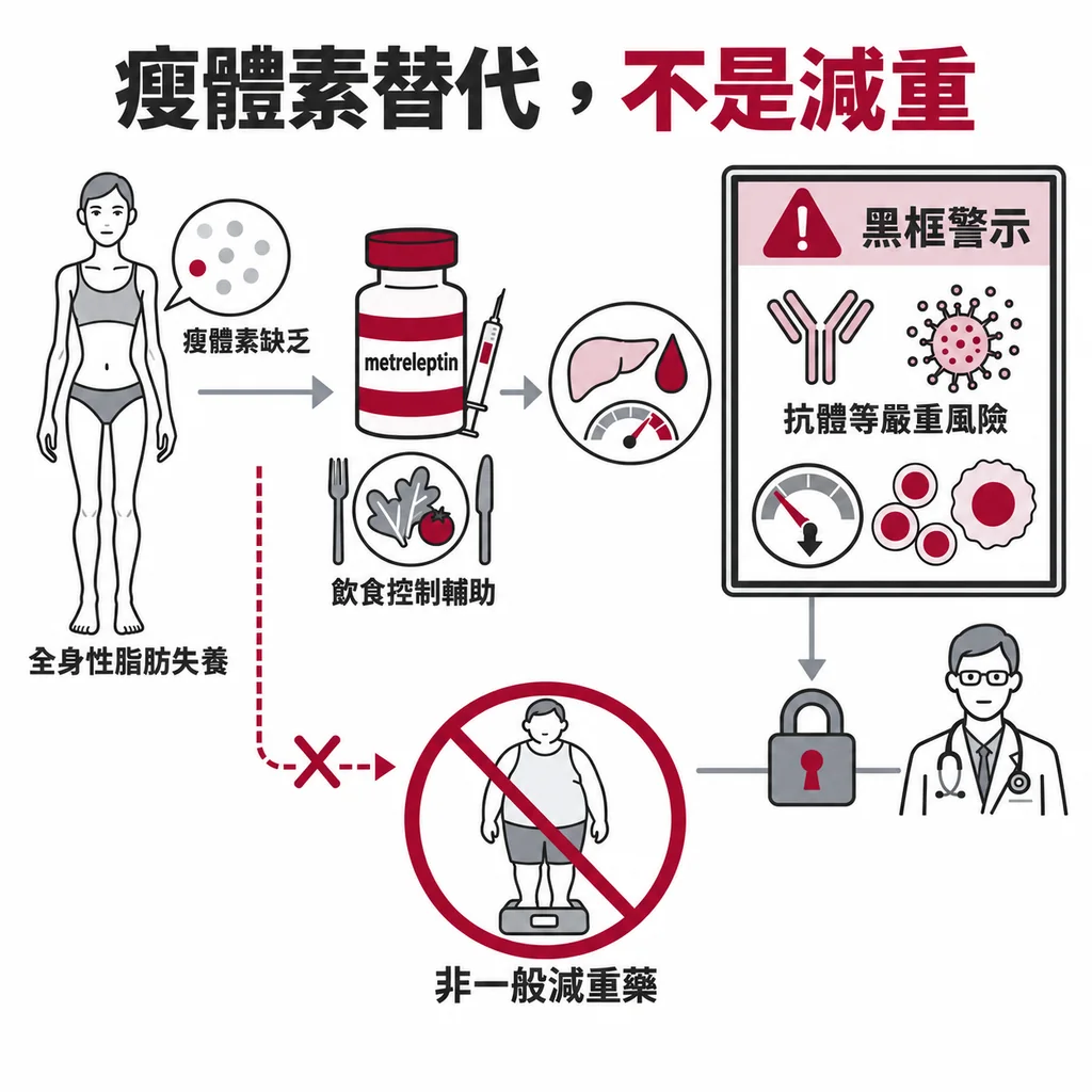 metreleptin 用於脂肪失養症，帶有黑框警示，不是一般肥胖的減重藥