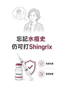 忘記水痘病史的中高齡者仍可接種兩劑Shingrix