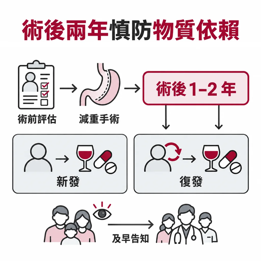 減重手術後頭 1–2 年,新發生或復發物質使用障礙的風險上升,術前術後都要留意