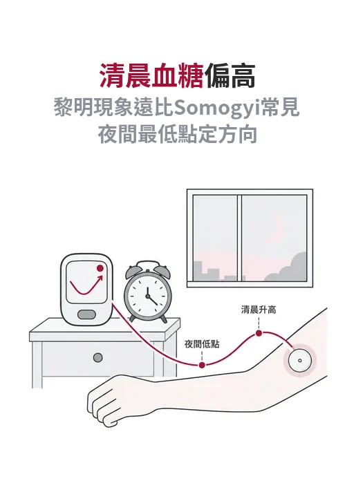 清晨血糖為什麼偏高？黎明現象遠比 Somogyi 效應常見，分辨要看夜間最低點