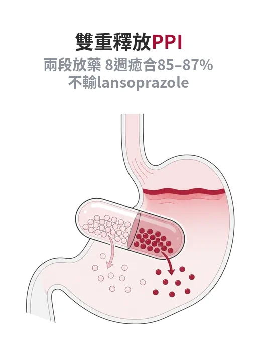 同樣是 PPI，dexlansoprazole 差在哪？兩次放藥的設計與實際療效