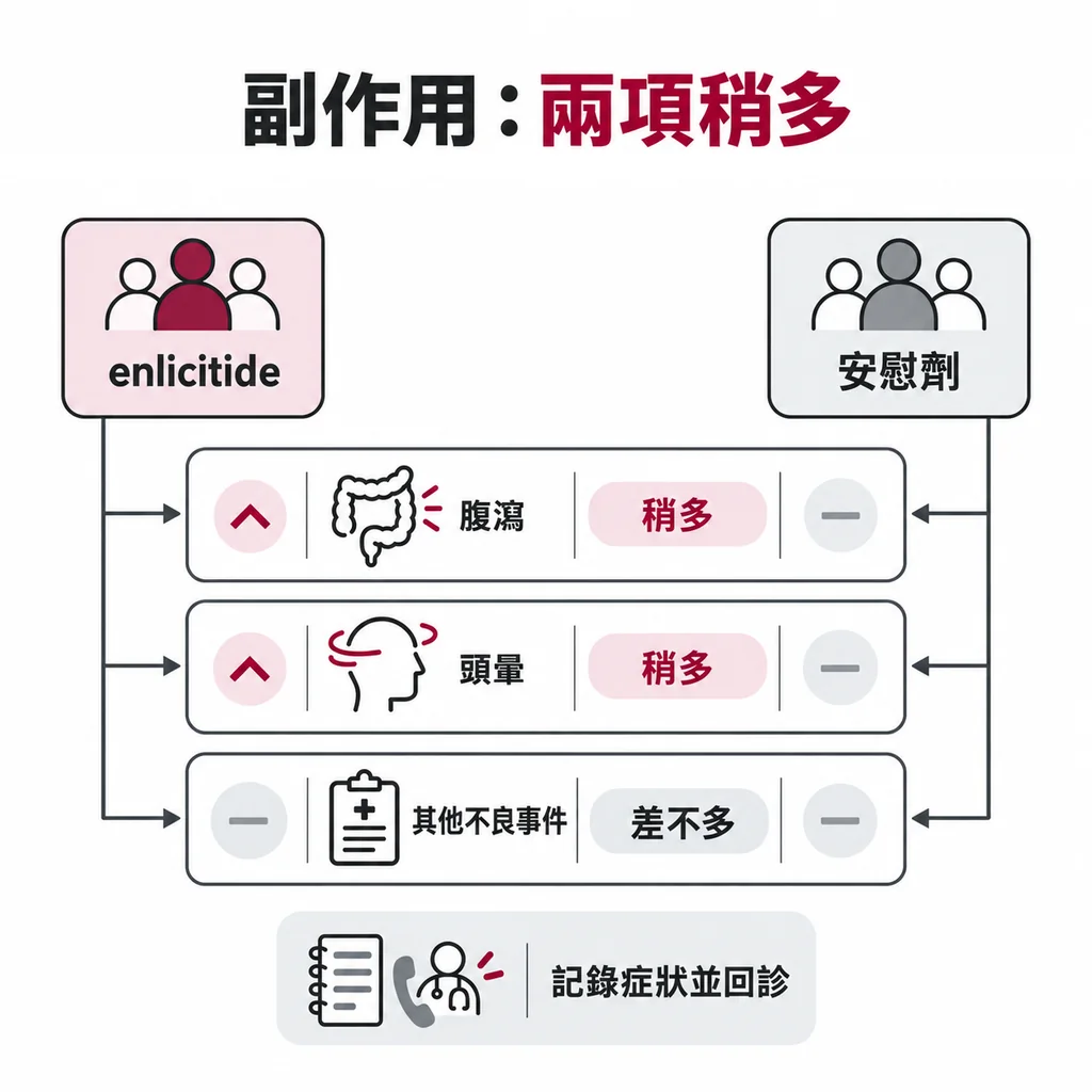 家族性高膽固醇血症受試者:腹瀉與頭暈比安慰劑稍多,其他不良事件比例和安慰劑差不多
