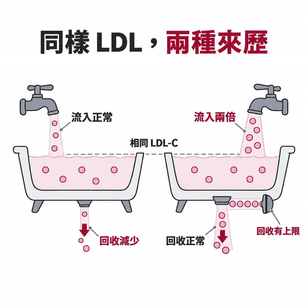同樣的 LDL 數字,可能是回收少,也可能是製造多